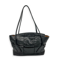 Arco Shoulder Bag Large Black in Calfskin, Silver hardware