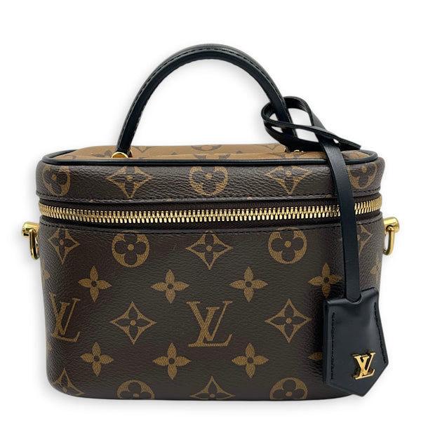 Vanity Top Handle Bag Brown in Monogram Coated Canvas, Gold hardware