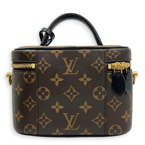 Vanity Top Handle Bag Brown in Monogram Coated Canvas, Gold hardware
