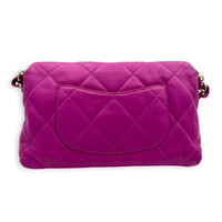 CC Thick Chain Single Flap Shoulder Bag Purple in Lambskin, Gold hardware