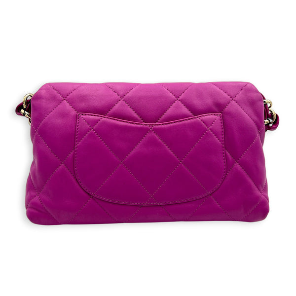 CC Thick Chain Single Flap Shoulder Bag Purple in Lambskin, Gold hardware