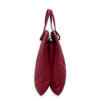 Quilted CC Top Handle Shoulder Bag Red in Lambskin, Ruthenium hardware