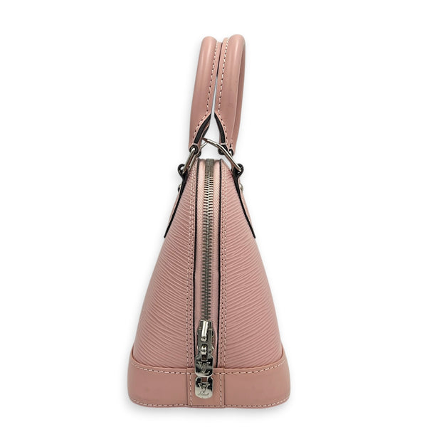 Alma Top Handle Bag Pink in Epi Leather, Silver hardware