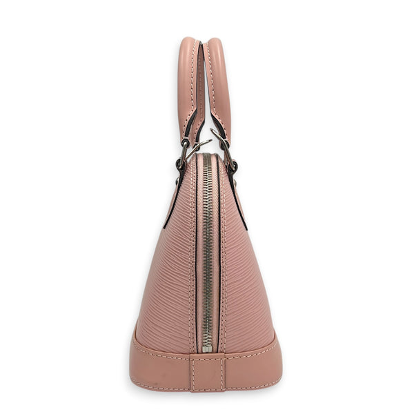 Alma Top Handle Bag Pink in Epi Leather, Silver hardware