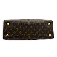 V Tote Top Handle Bag Brown in Monogram Coated Canvas, Gold hardware