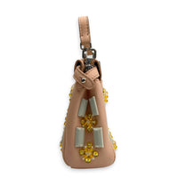 Peekaboo Top Handle Bag Micro Beige in Calfskin, Silver hardware