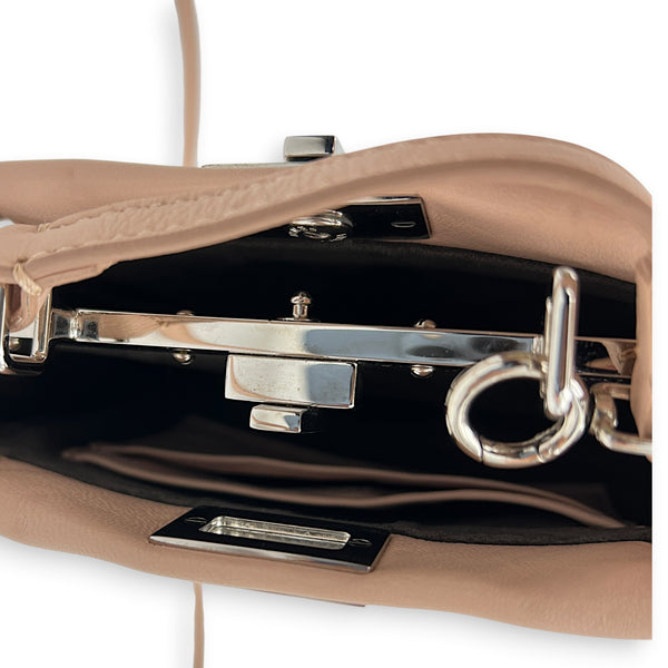 Peekaboo Top Handle Bag Micro Beige in Calfskin, Silver hardware