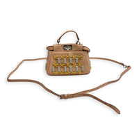Peekaboo Top Handle Bag Micro Beige in Calfskin, Silver hardware