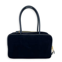 Beau Shoulder Bag Blue in Corduroy, Gold hardware