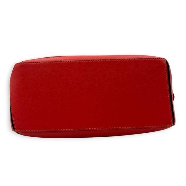 Puzzle Top Handle Bag Red in Calfskin, Silver hardware
