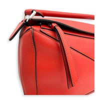 Puzzle Top Handle Bag Red in Calfskin, Silver hardware