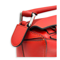 Puzzle Top Handle Bag Red in Calfskin, Silver hardware