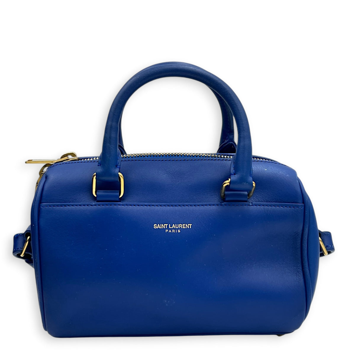 Duffle Toy Top Handle Bag Blue in Calfskin, Gold hardware