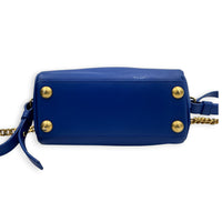 Duffle Toy Top Handle Bag Blue in Calfskin, Gold hardware