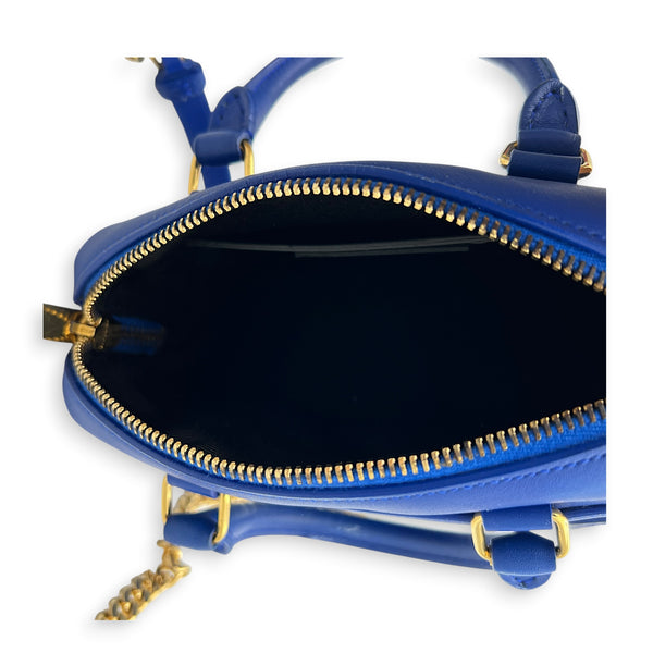Duffle Toy Top Handle Bag Blue in Calfskin, Gold hardware
