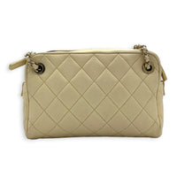 CC Camera Shoulder Bag Beige in Caviar Leather, Gold hardware