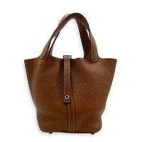 Picotin 18 Gold Top Handle Bag in Clemence, Palladium hardware