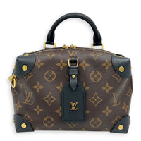 Petite Malle Souple Top Handle Bag Brown in Monogram Coated Canvas, Gold hardware