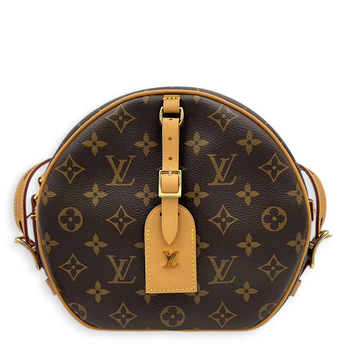 Boite a Chapeau MM Brown Shoulder Bag in Monogram Coated Canvas, Gold hardware