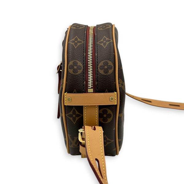 Boite a Chapeau MM Brown Shoulder Bag in Monogram Coated Canvas, Gold hardware