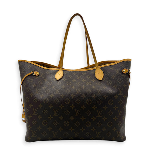 Neverfull Tote Bag GM Brown in Monogram Coated Canvas, Gold hardware