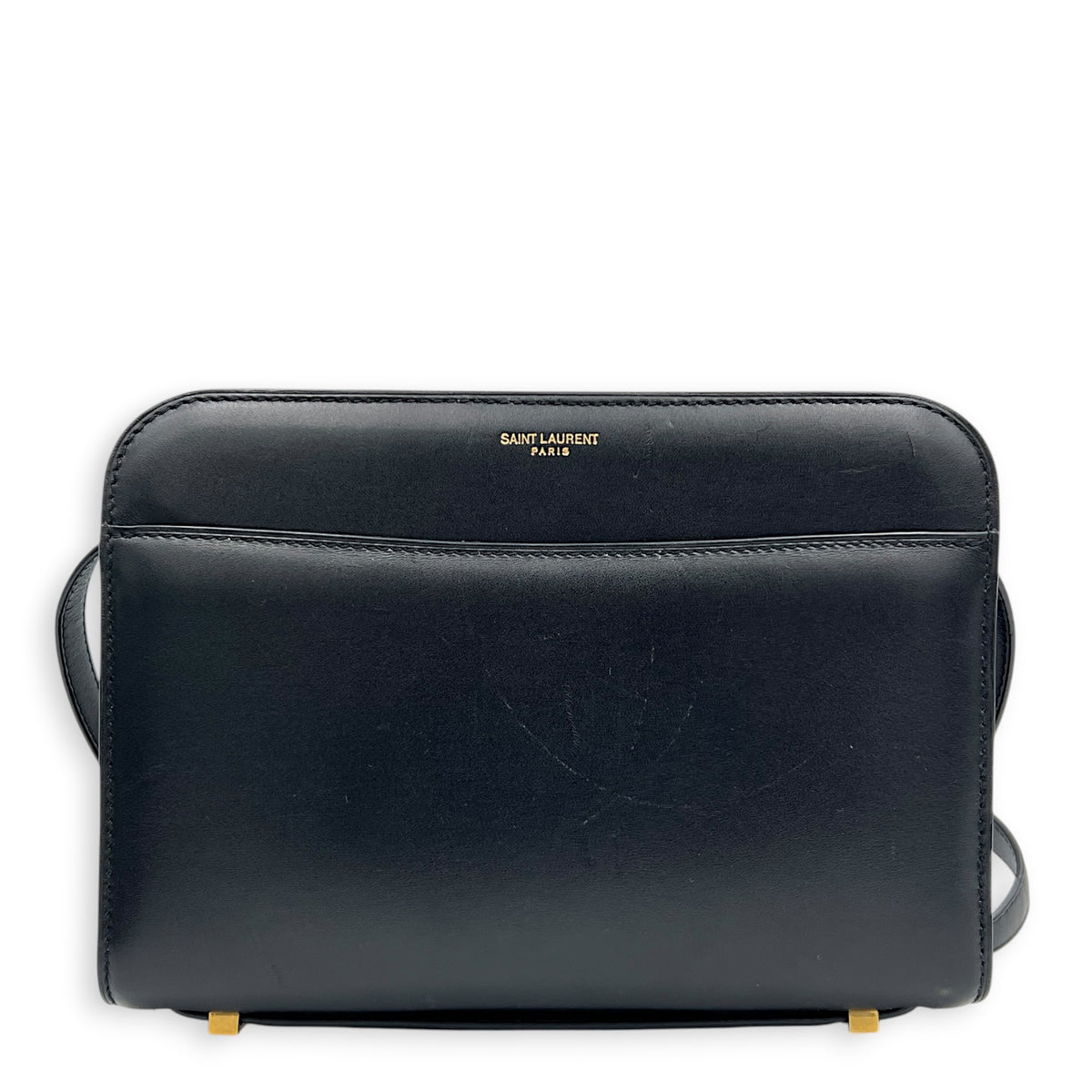 Reverse Satchel Shoulder Bag Black in Calfskin, Gold hardware