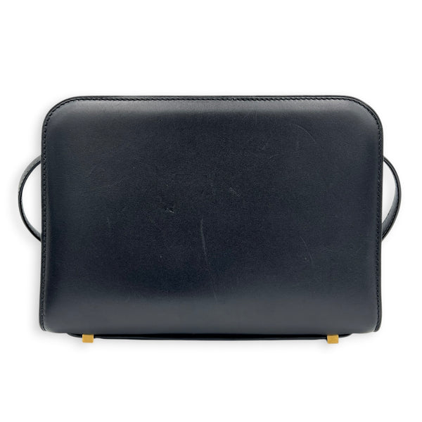 Reverse Satchel Shoulder Bag Black in Calfskin, Gold hardware