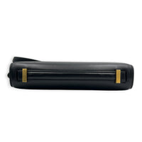 Reverse Satchel Shoulder Bag Black in Calfskin, Gold hardware