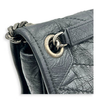 Niki Medium Black Shoulder Bag in Calfskin, Silver hardware