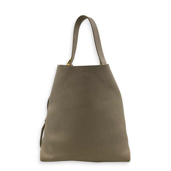 Low Key Shoulder Bag Beige in Calfskin, Gold hardware