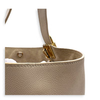 Low Key Shoulder Bag Beige in Calfskin, Gold hardware