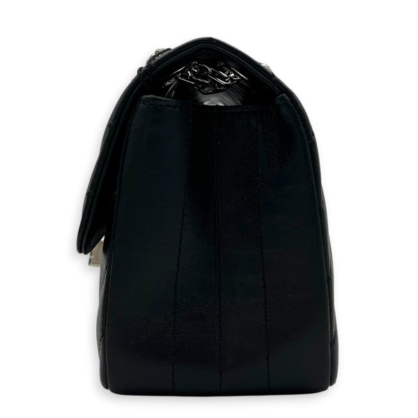 2.55 Shoulder Bag Black in Calfskin, Silver hardware