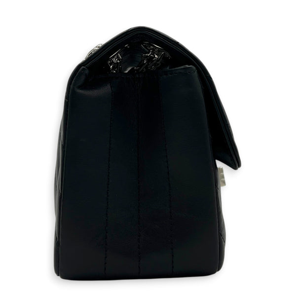 2.55 Shoulder Bag Black in Calfskin, Silver hardware