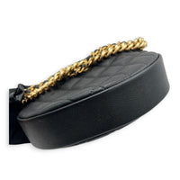 Quilted Bow Pouch Handbag Black in Caviar Leather, Gold hardware