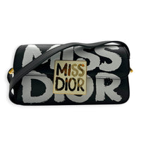 Miss Dior Graffiti Shoulder Bag Black in Calfskin, Gold hardware