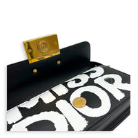 Miss Dior Graffiti Shoulder Bag Black in Calfskin, Gold hardware