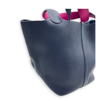 Picotin 22 Blue Bucket Bag in Clemence, Silver hardware