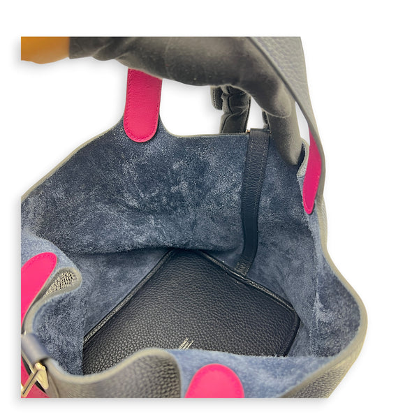 Picotin 22 Blue Bucket Bag in Clemence, Silver hardware