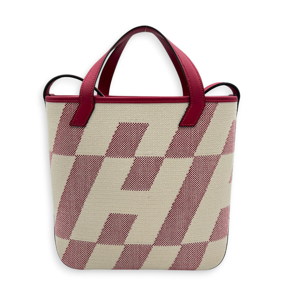 Cabas H En Biais White in Canvas, Silver hardware