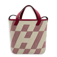 Cabas H En Biais White in Canvas, Silver hardware