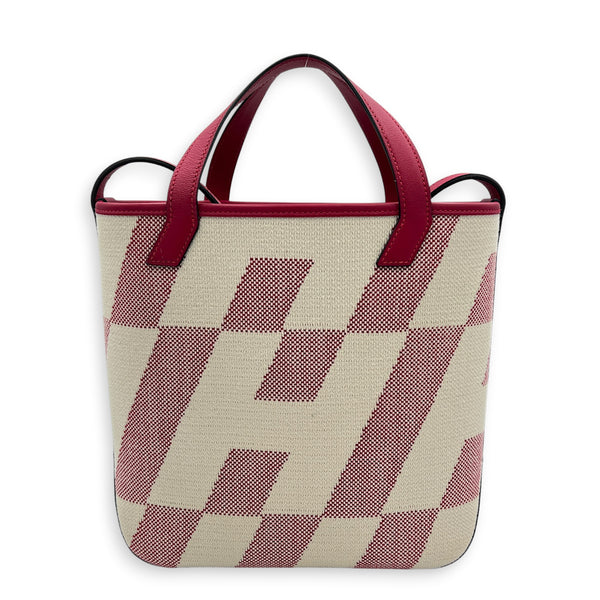 Cabas H En Biais White in Canvas, Silver hardware