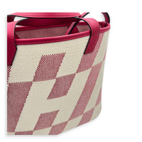 Cabas H En Biais White in Canvas, Silver hardware