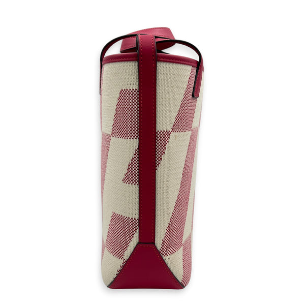 Cabas H En Biais White in Canvas, Silver hardware