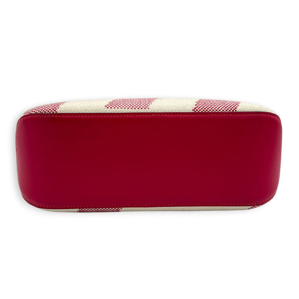 Cabas H En Biais White in Canvas, Silver hardware