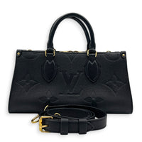 OnTheGo East West Black Top Handle Bag in Empreinte Leather, Gold hardware