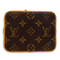 Noe Bucket Bag Nano Brown in Monogram Coated Canvas, Gold hardware
