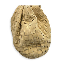 Jodie Shoulder Bag Beige in Suede Leather, Gold hardware