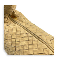 Jodie Shoulder Bag Beige in Suede Leather, Gold hardware