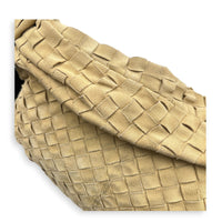 Jodie Shoulder Bag Beige in Suede Leather, Gold hardware