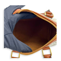 Triomphe Boston Top Handle Bag Beige in Coated Canvas, Gold hardware